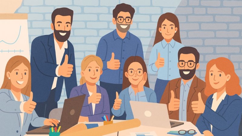 Une équipe d'une entreprise satisfaite des résultats de la Dépolarisation®